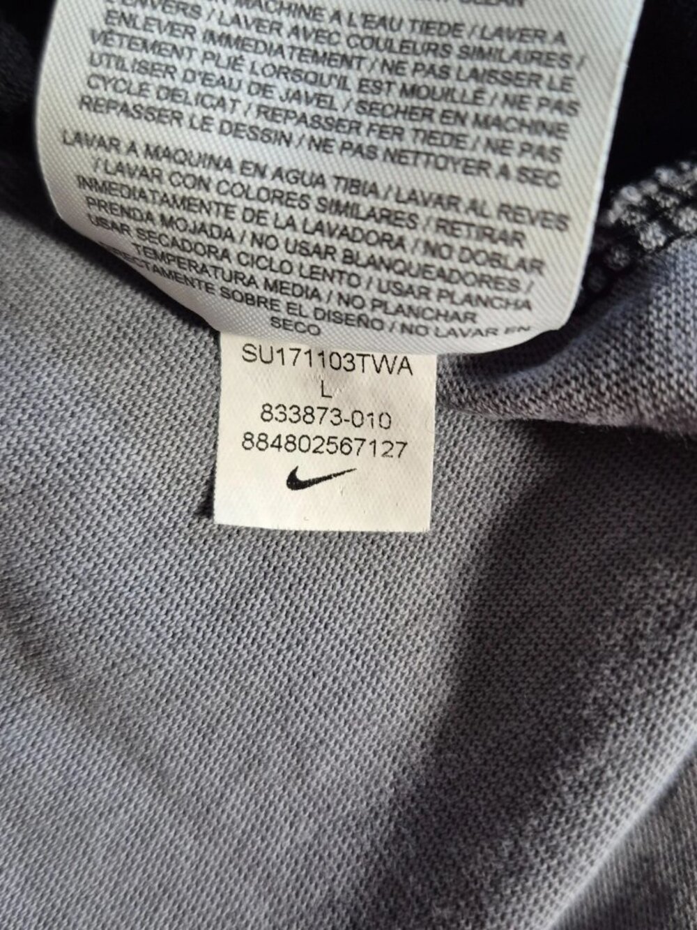 Nike Women's Large Hoodie Black Gray Camo Cotton Pullover Lightweight Sweatshirt - Picture 7 of 9